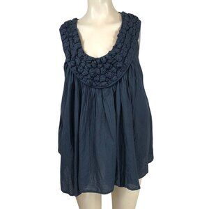 J.P. & MATTIE - WOMEN'S LARGE - NAVY SLEEVELESS BOHO LAGENLOOK 100% COTTON TOP